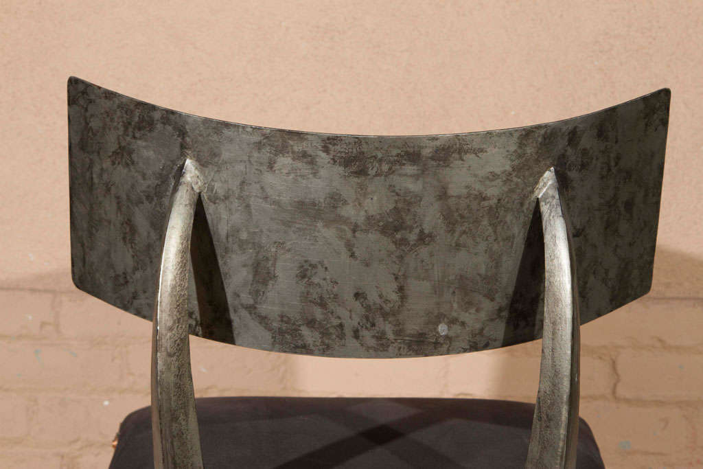 Deco Sculptural Steel Klismos Side Chair For Sale 3