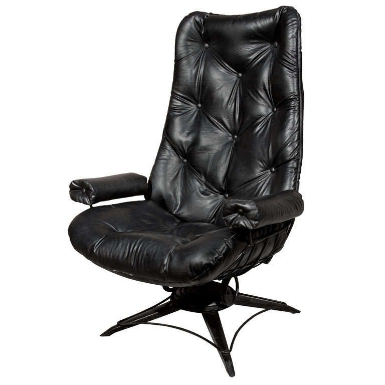 MidCentury Vinyl Swivel Chair at 1stDibs