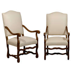 Pair of French Mutton Leg Armchairs