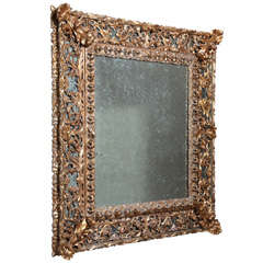 Elaborately Carved Early 19c. Giltwood Mirror