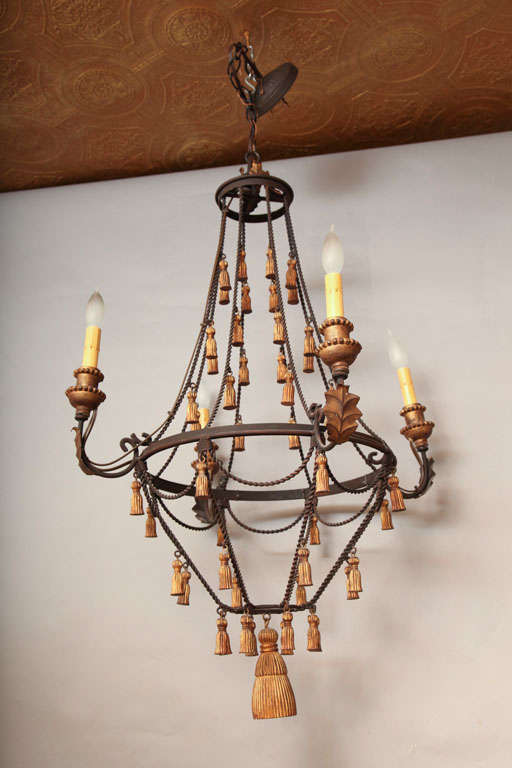 Iron Tassel Chandelier In Excellent Condition For Sale In West Palm Beach, FL