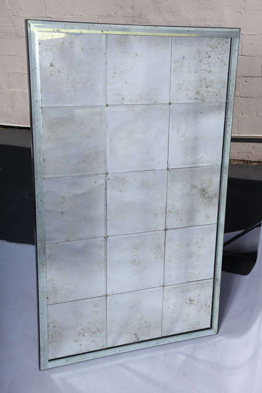 Pair of Antiqued Bevelled Panel Wall Mirrors