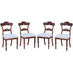 Set of Four 19c. Walnut Side Chairs
