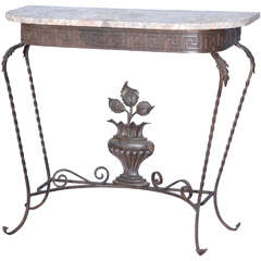Iron Console with Rouge Marble Top