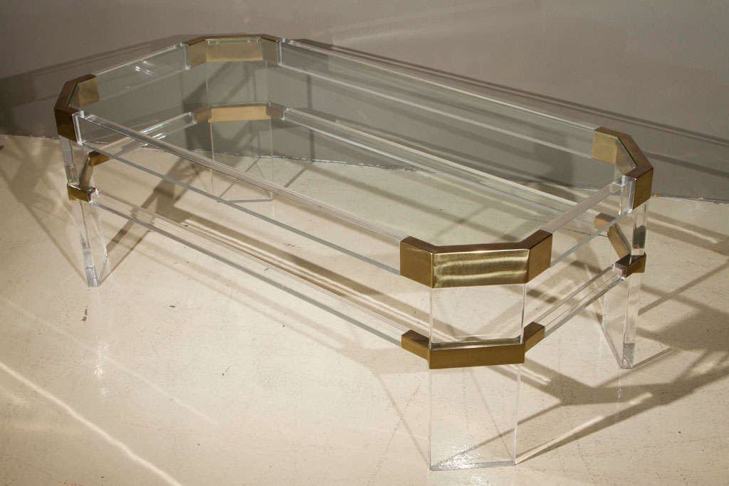 American Glass And Lucite Coffee Table By Charles Hollis Jones