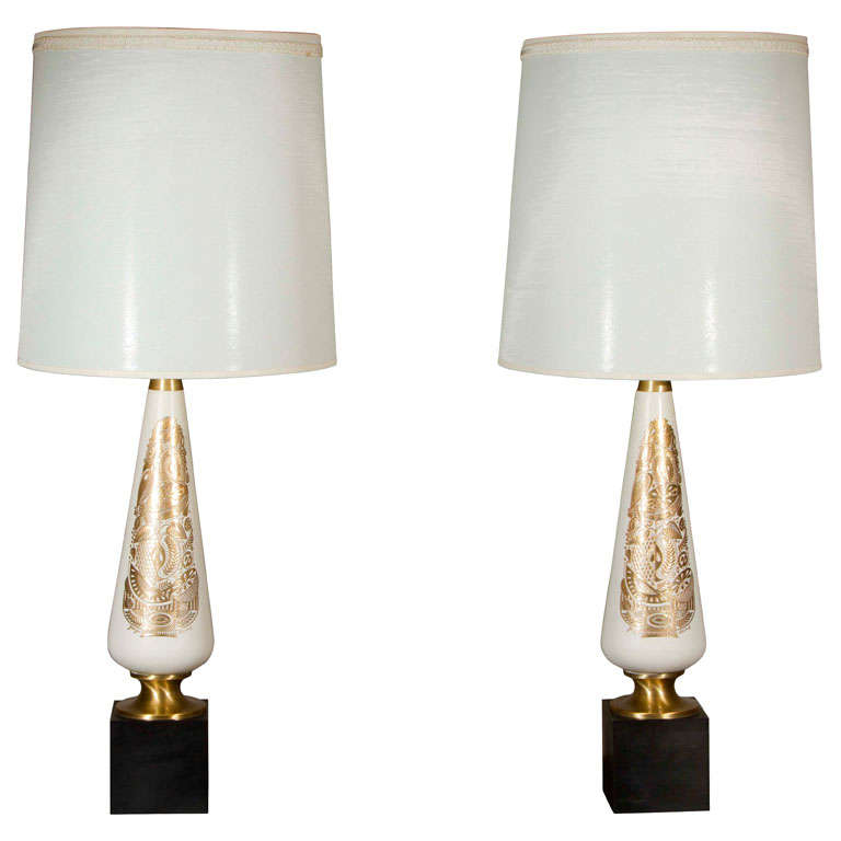 Pair Of Ceramic Georges Briard Table Lamps
