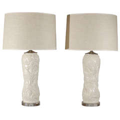 Pair of Porcelain Swirl Lamps