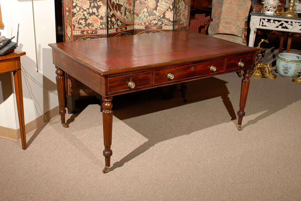 19th Century English Regency Mahogany Partner's Bureau Plat