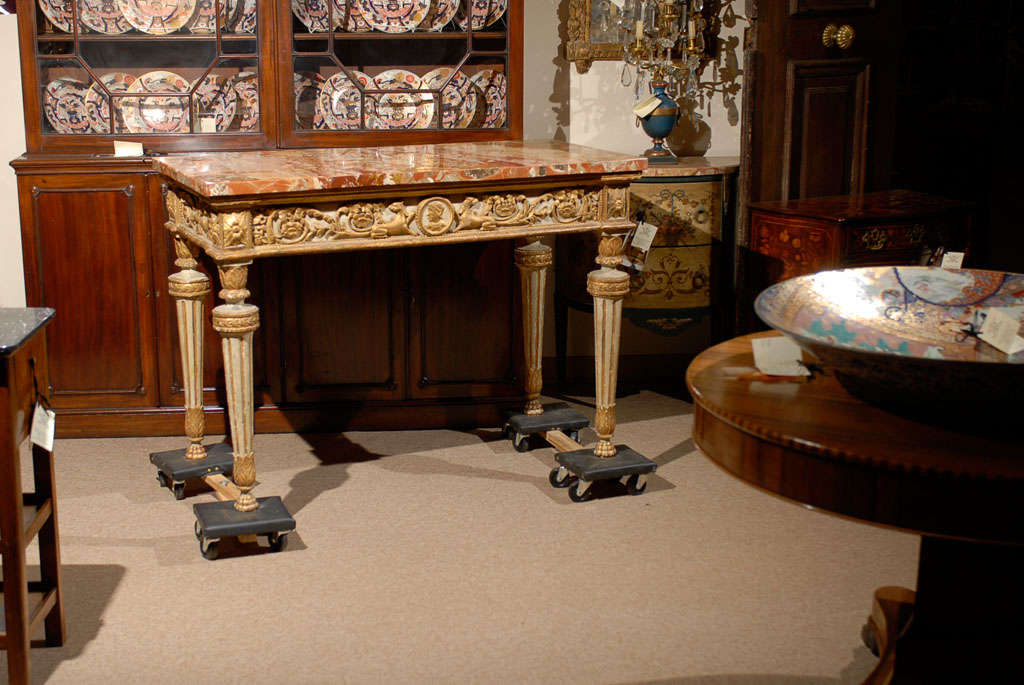 18th Century Italian Neoclassical Painted & Parcel Gilt Console In Excellent Condition In Atlanta, GA