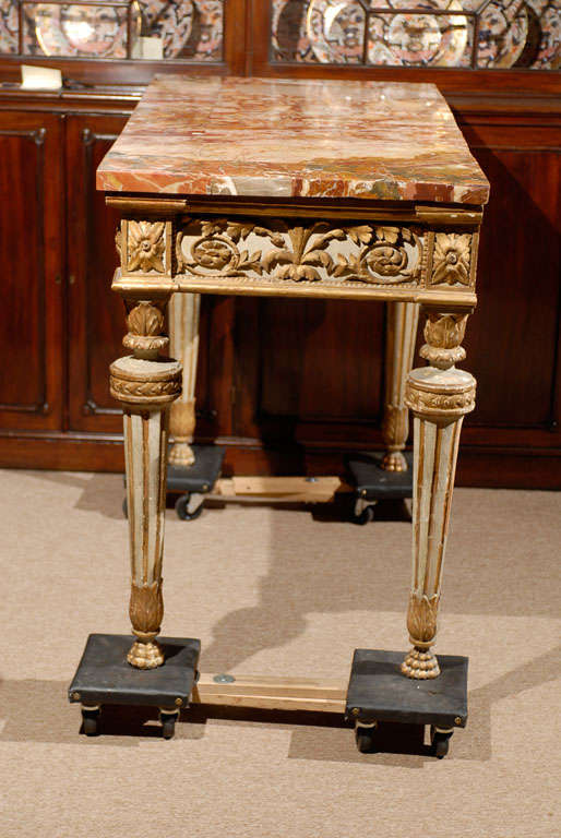 18th Century Italian Neoclassical Painted & Parcel Gilt Console 3