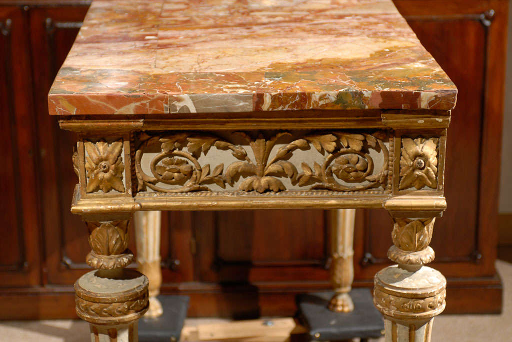 18th Century Italian Neoclassical Painted & Parcel Gilt Console 4
