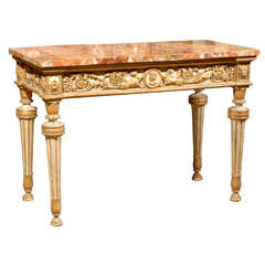 18th Century Italian Neoclassical Painted & Parcel Gilt Console