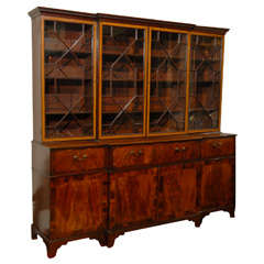 Large 19th Century English Breakfront with Secretaire Drawer