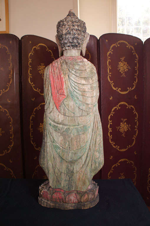 19th Century Carved and Painted Buddha