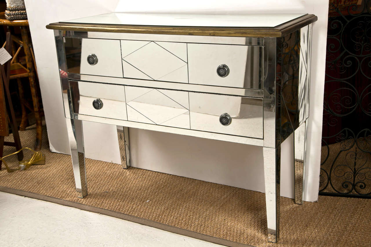 Neoclassical Mirrored Two Drawer Commode