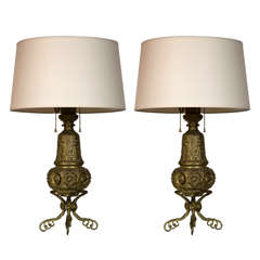 Late 19th c French Gas Lamps Converted to Electricity