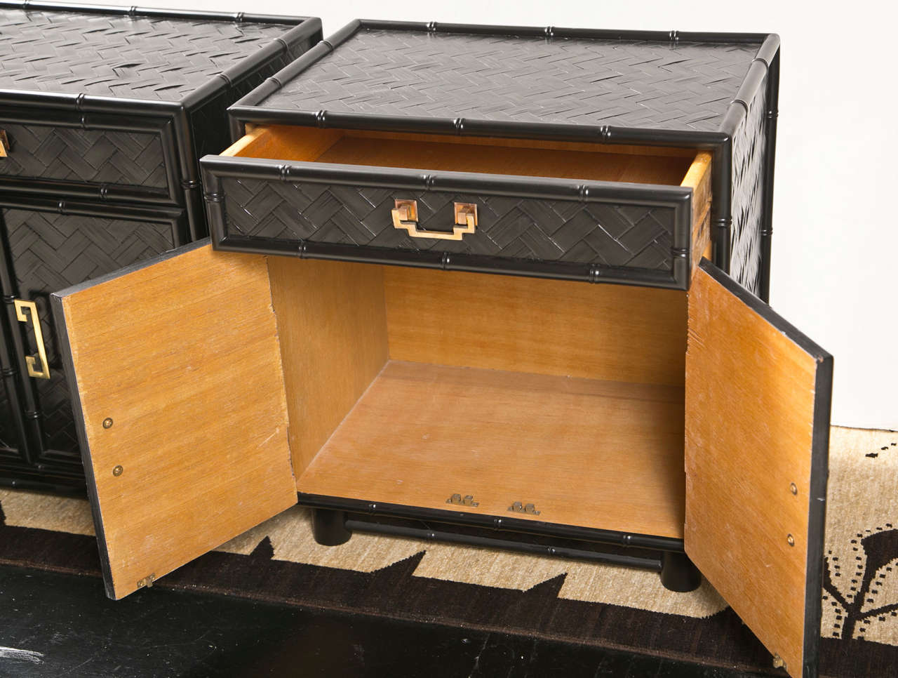 Mid-20th Century Pair of Vintage Bamboo Side Tables/Nightstands