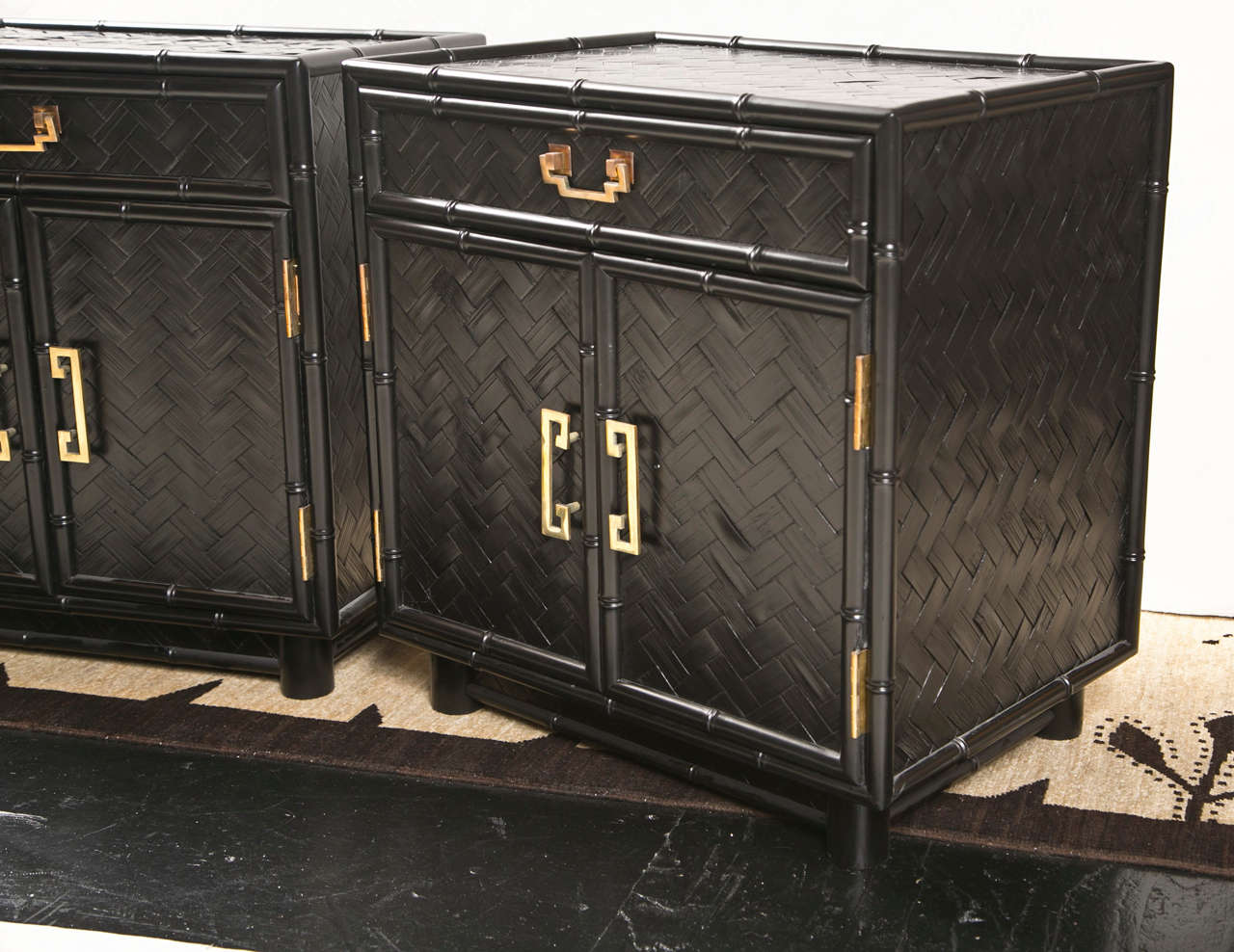Pair of Vintage Bamboo Side Tables/Nightstands 1