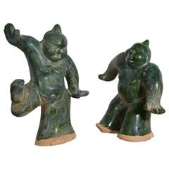 Pair of Handmade Whimsical Sumo Figures