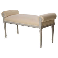 Early 20thC English Directiore Style Rolled Arm Bench