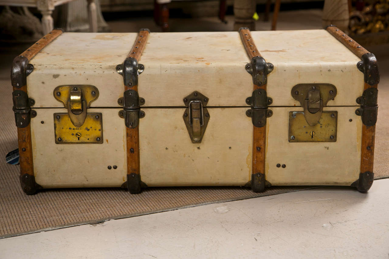 Vintage Sheepskin Covered Steamer Trunk from the 1930's-1940's