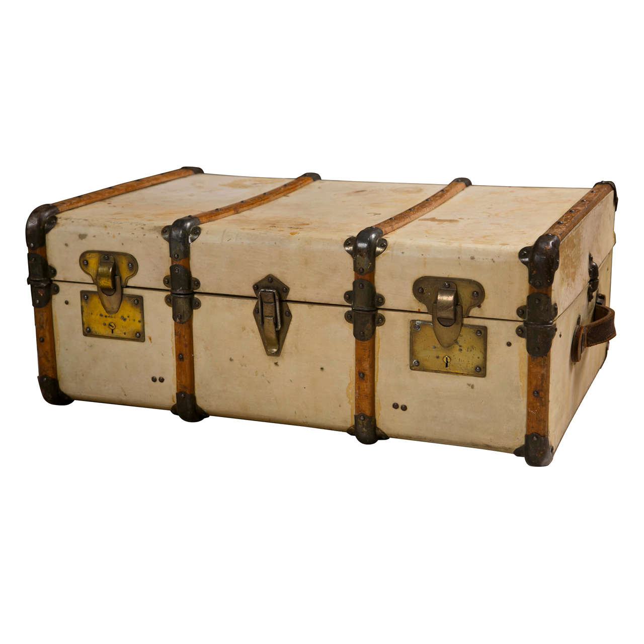 Vintage Sheepskin Covered Steamer Trunk
