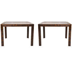 Pair of John Widdicomb Mid Century Faux Tortoise Tables