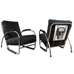 Pair of Bauhaus Style Royal Chrome Club Chairs