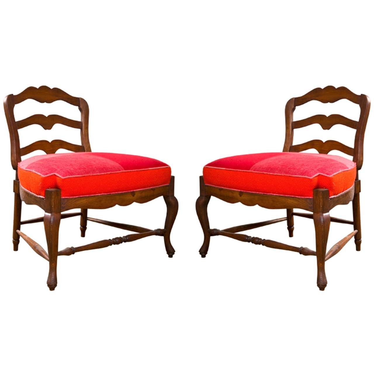 Pair of Oversized Country French Ladderback Pull Up Chairs For Sale