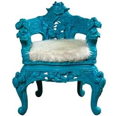 Vintage Quan Yin's Turquoise Throne Chair