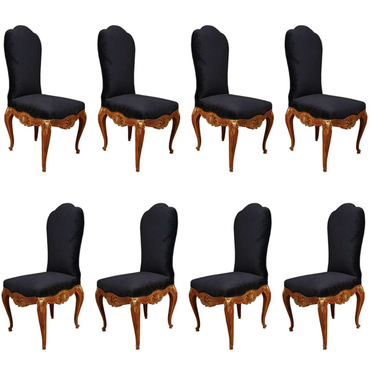 Rare set of 8 high back dining chairs by Jansen