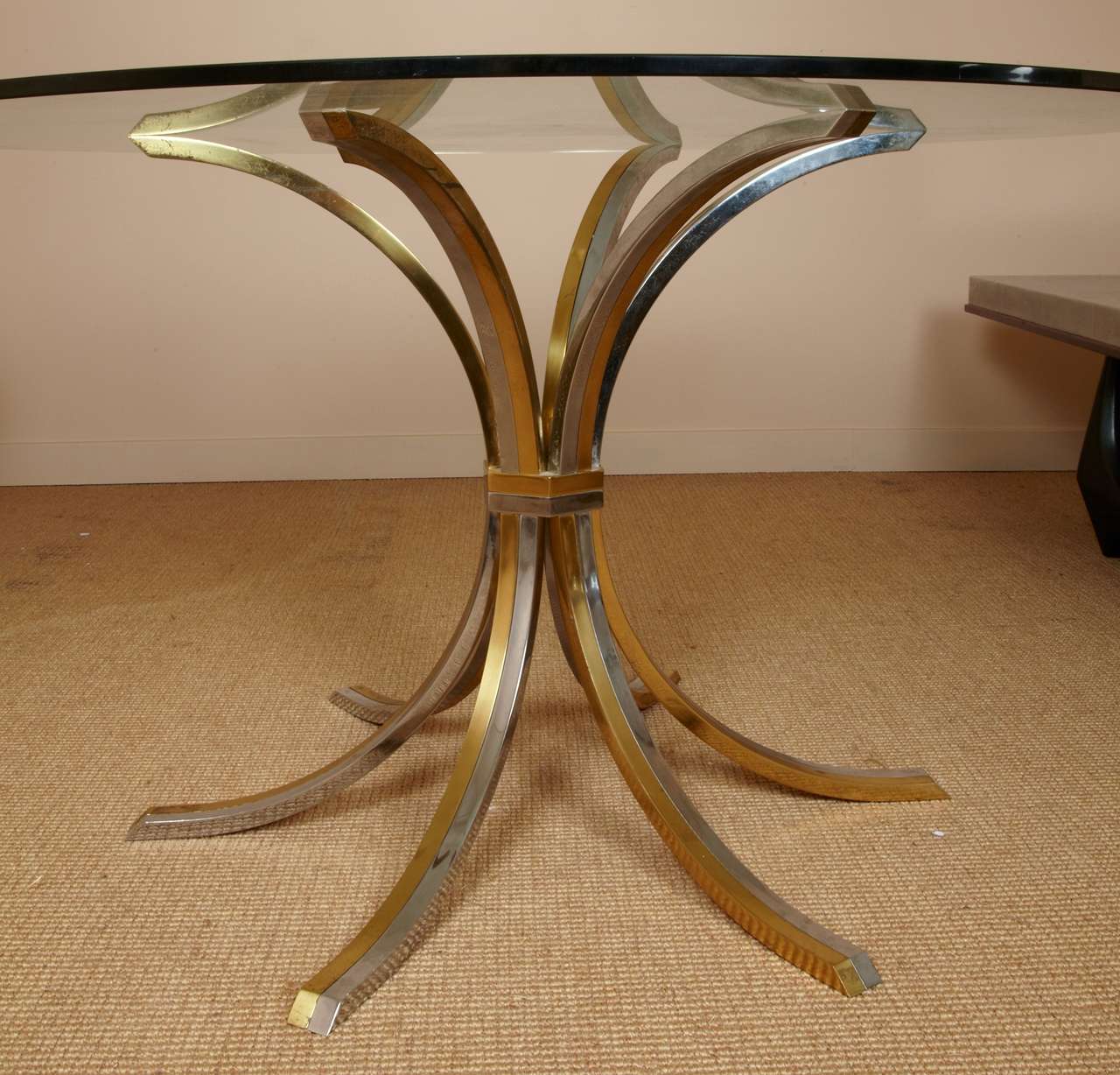 Mid-Century Modern French Brass And Chrome Pedestal Tables At Cost Price For Sale