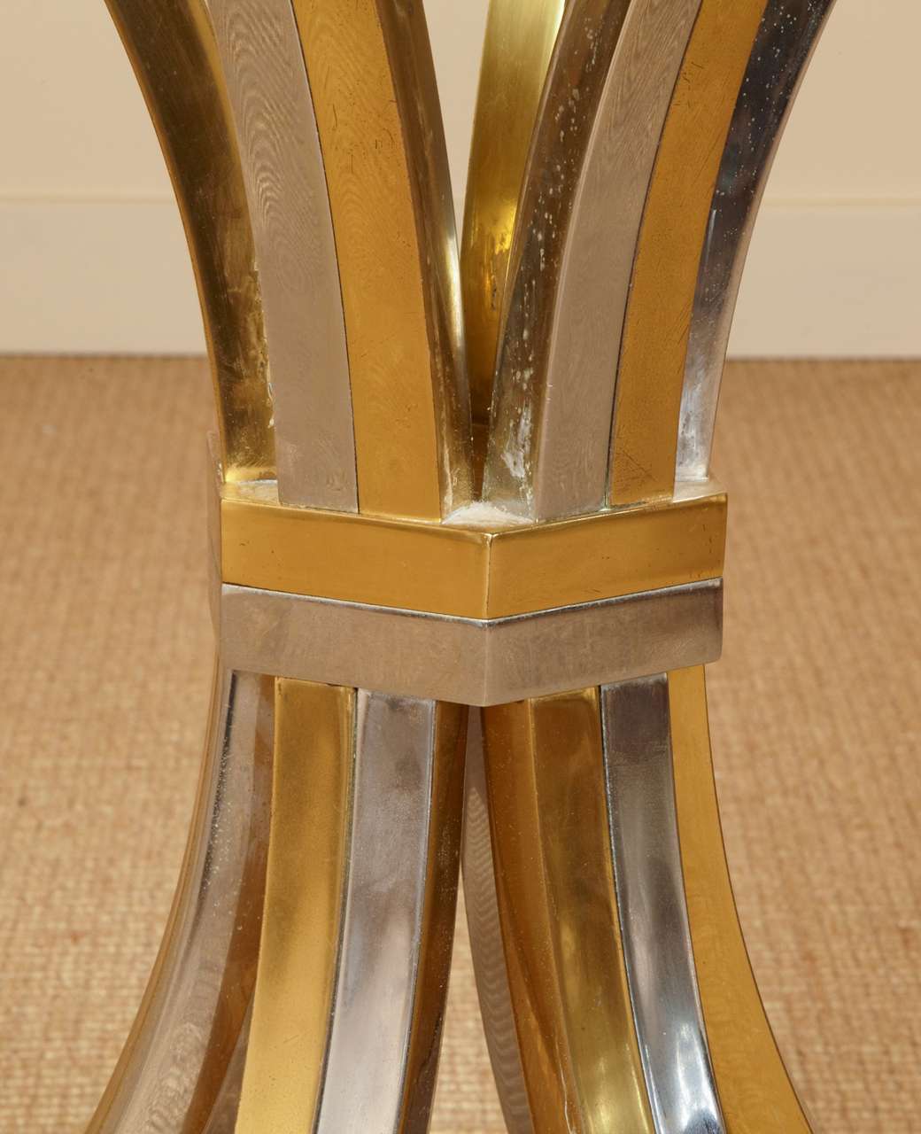 French Brass And Chrome Pedestal Tables At Cost Price In Fair Condition For Sale In Saint-Ouen (PARIS), FR
