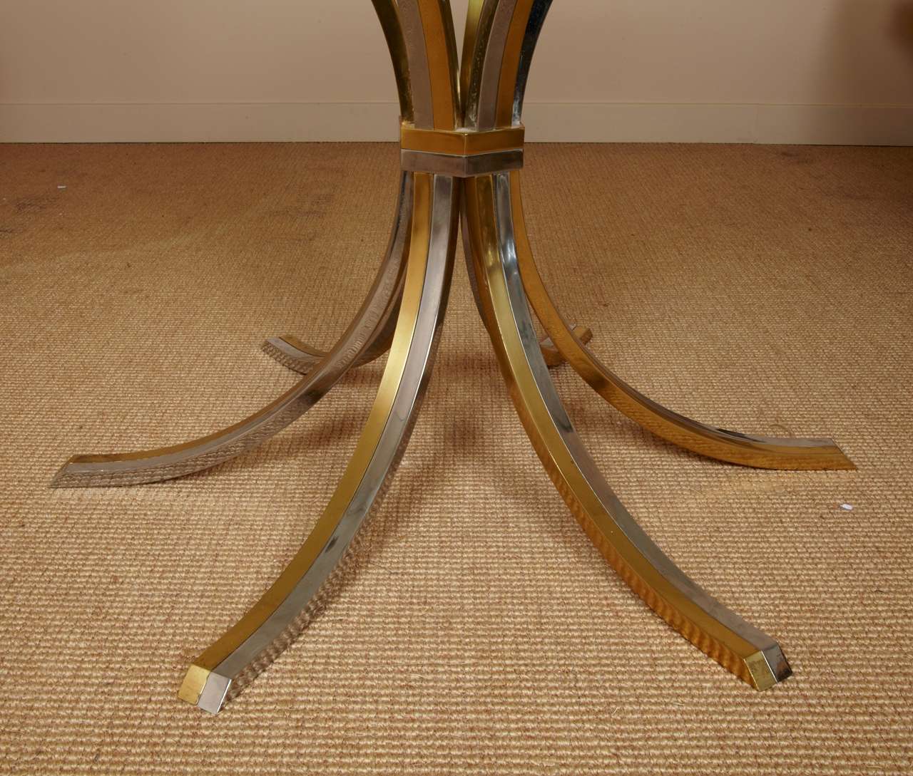 Late 20th Century French Brass And Chrome Pedestal Tables At Cost Price For Sale