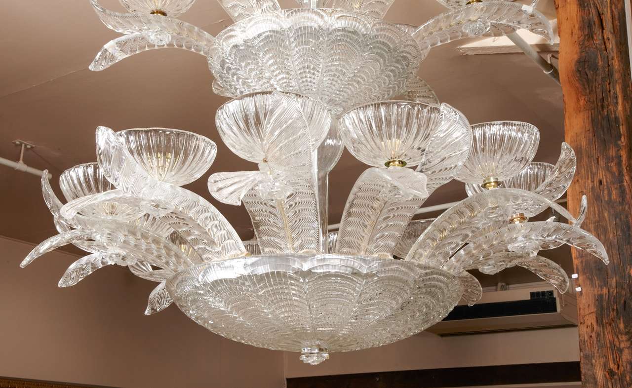 Mid-Century Modern Monumental Pair Of Murano Glass Chandeliers