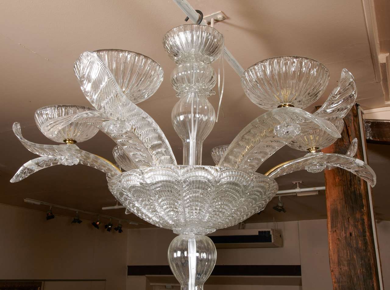 Mid-20th Century Monumental Pair Of Murano Glass Chandeliers