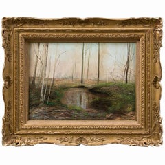Signed Oil on Canvas of Landscape By Hamblen Titled Early Spring Reflections