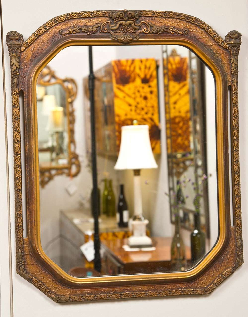 Fine Pair of Gilt Wooden Wall Mirrors Finely Carved Gold Frame With Open Sides 1