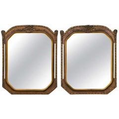 Fine Pair of Gilt Wooden Wall Mirrors Finely Carved Gold Frame With Open Sides