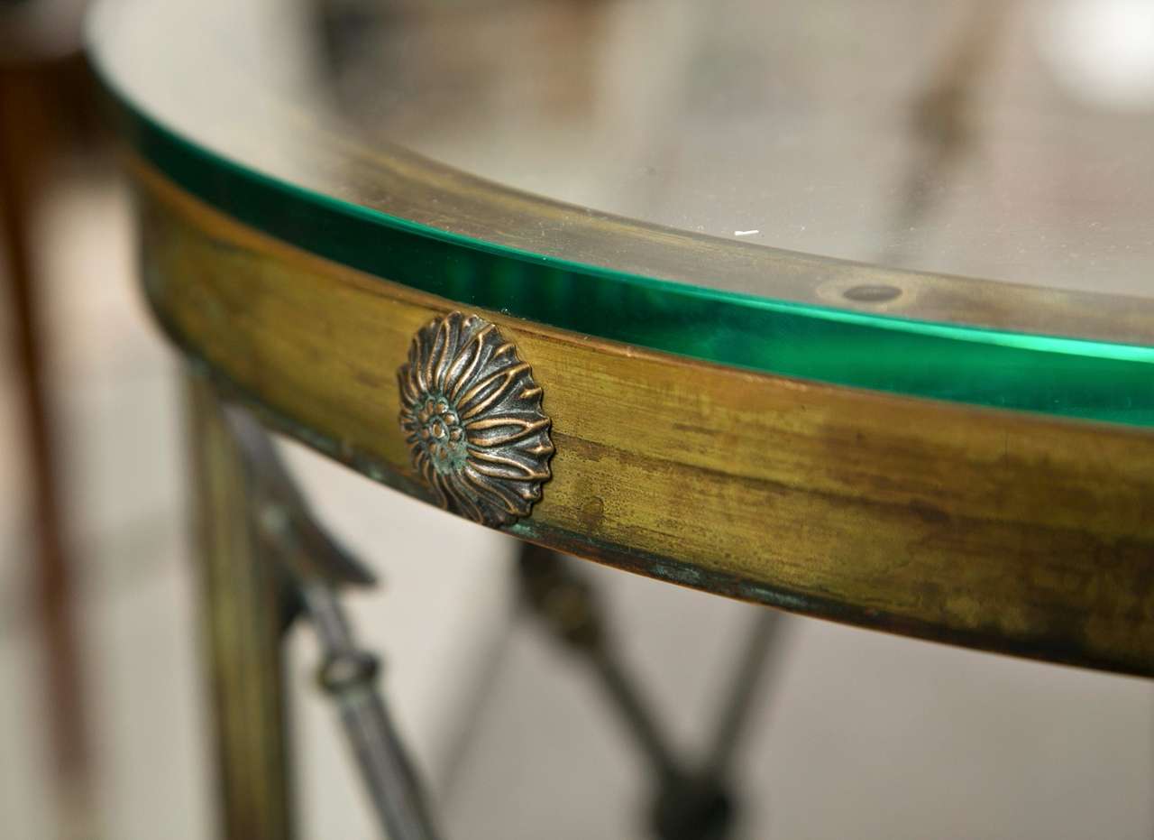 Bronze Glass Top Directoie Style Arrow Form Drum Table 1