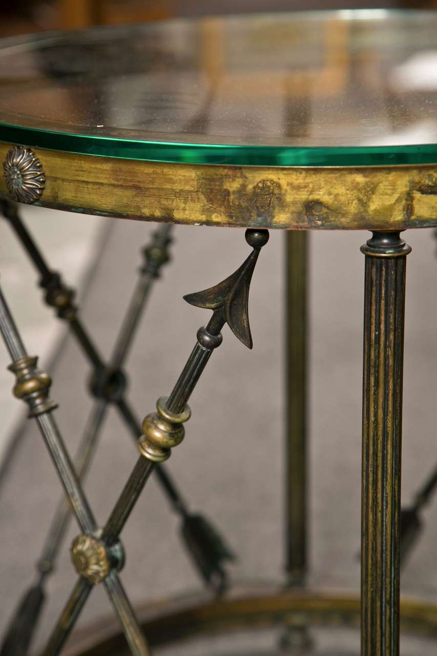 Directoire Bronze Glass Top Directoie Style Arrow Form Drum Table
