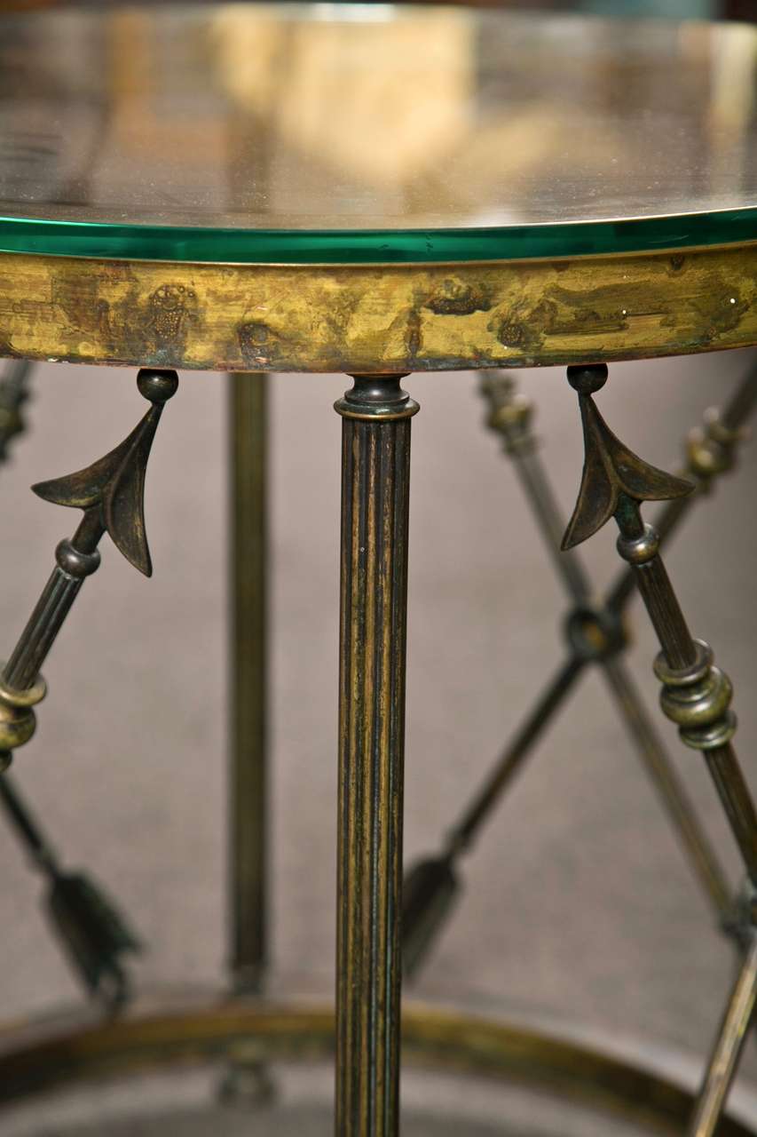 Finnish Bronze Glass Top Directoie Style Arrow Form Drum Table