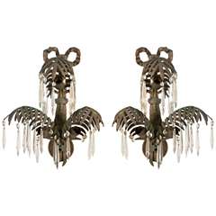 Pair of Palm Leaf 3 Lights Scone Louis XVI Style