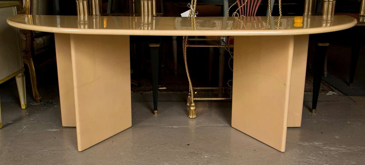 A Pair of Richard Himmel Goat Skin Console Tables
