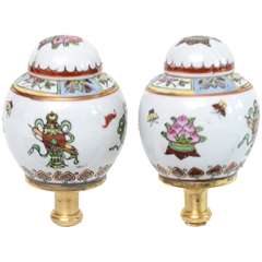 Pair of custom Chinese porcelain lamp finials, Circa 1900