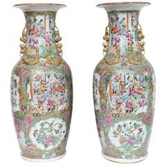 Pair Chinese Porcelain Famille Rose Vases, 24"h, 19th century