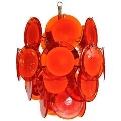 Orange Murano Glass Disc Chandelier