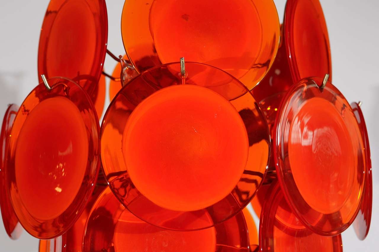 American Orange Murano Glass Disc Chandelier