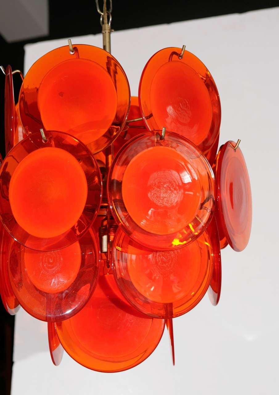 Orange Murano Glass Disc Chandelier 1