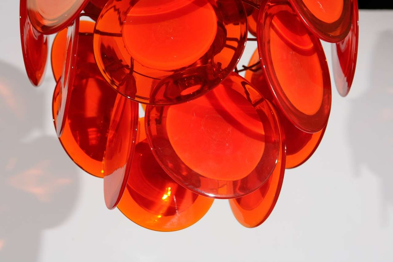 Orange Murano Glass Disc Chandelier 2